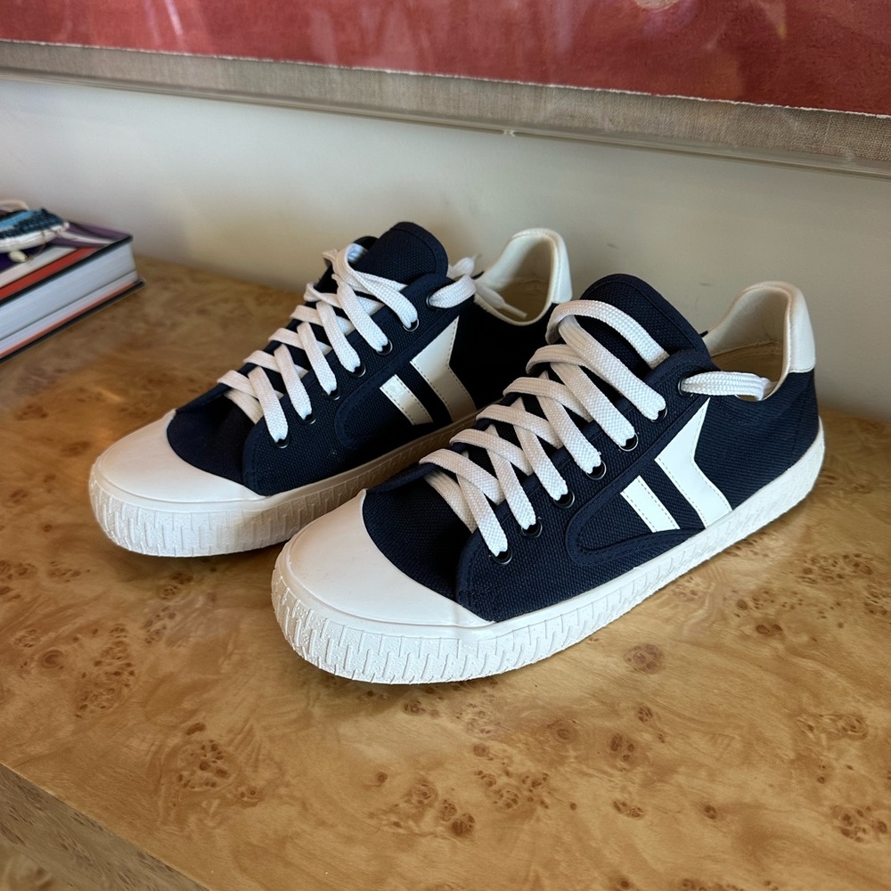 Celine Navy and White Canvas Sneakers